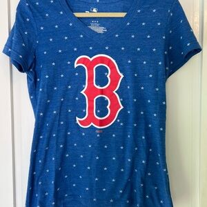 Fanatics Blue Short Sleeve Tee with Red Boston 'B' Logo